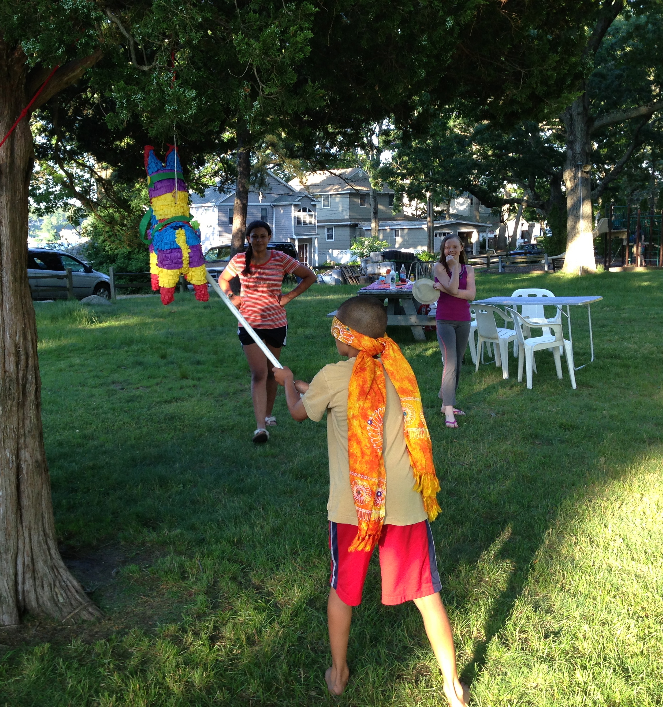 Ethan vs. the piñata!