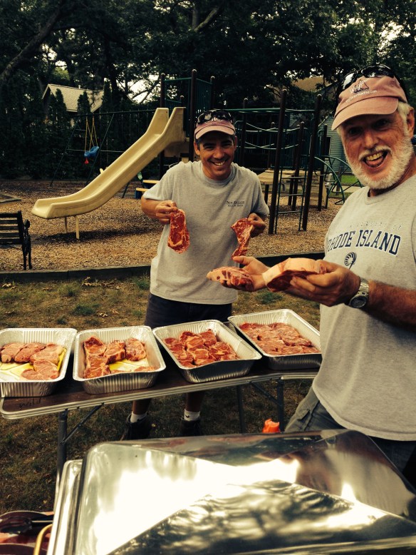 Bill and Neil prepping the steaks